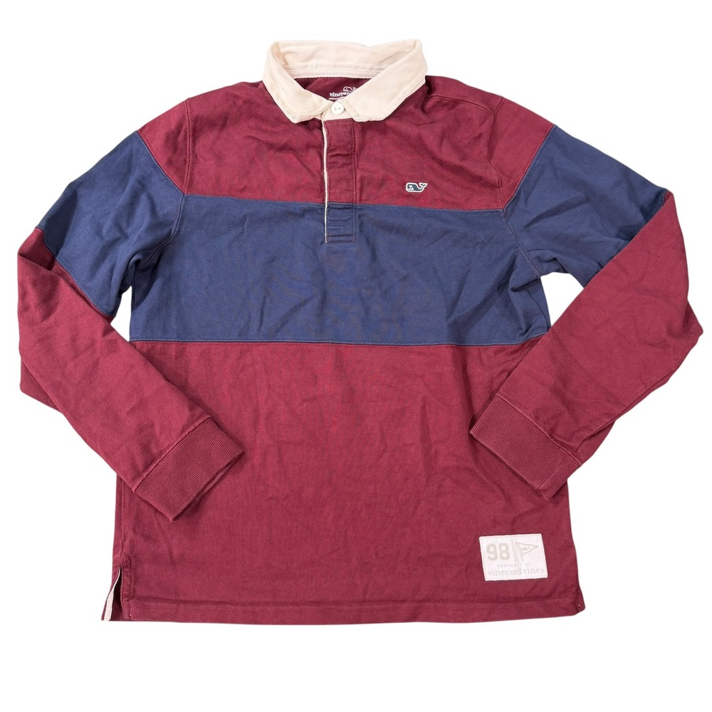 Vineyard Vines Boys Colorblock Rugby Long Sleeve Shirt Size 16